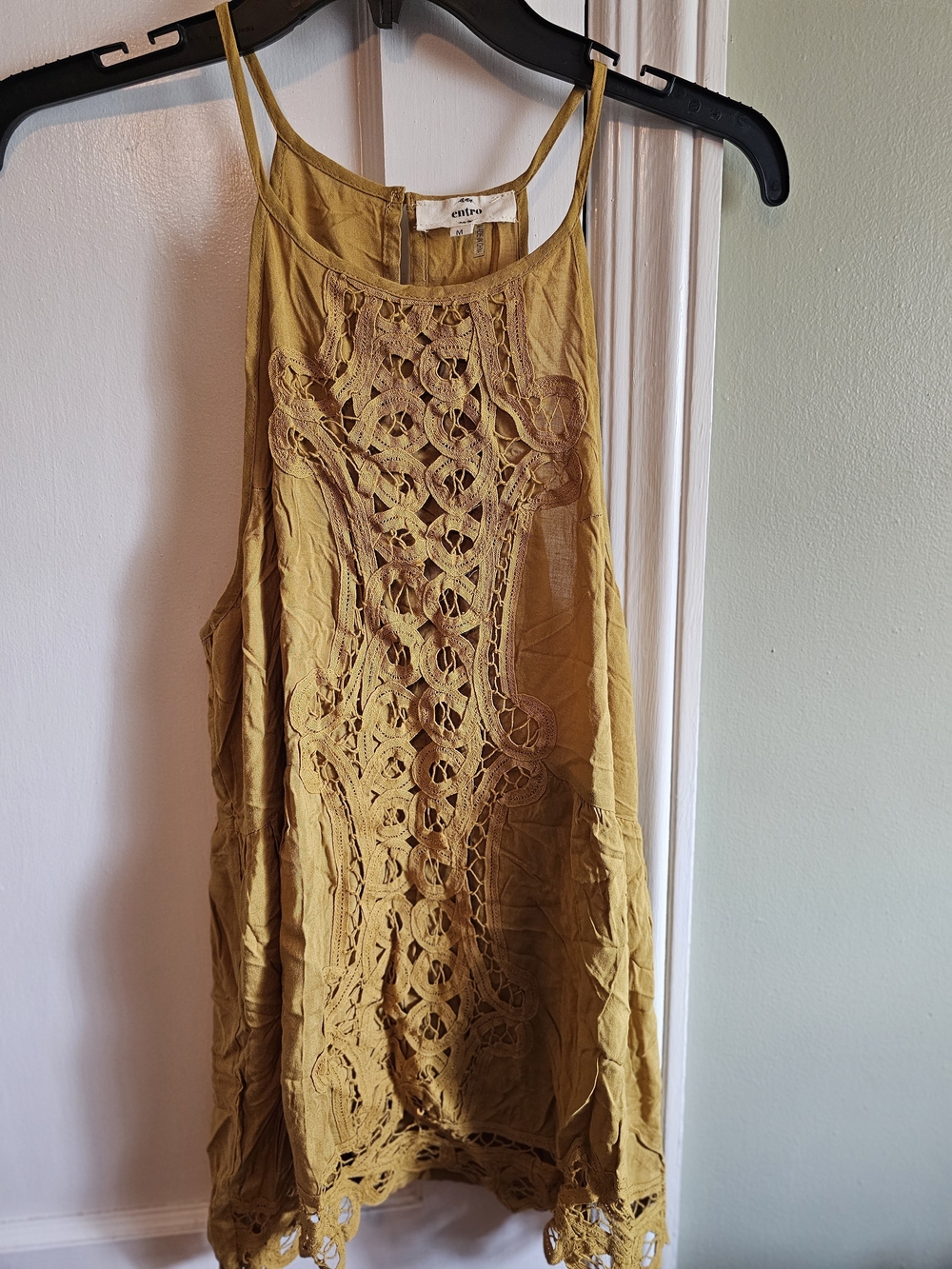 entro Mustard Crochet Front Tank Top